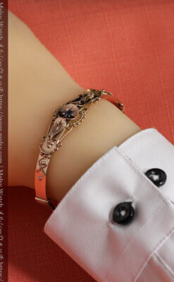 サファイアとダイヤの金無垢アンティークバングル・ブレスレット 【1906年頃】-A0309-21