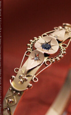 サファイアとダイヤの金無垢アンティークバングル・ブレスレット 【1906年頃】-A0309-6