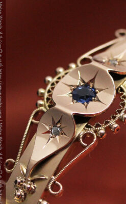 サファイアとダイヤの金無垢アンティークバングル・ブレスレット 【1906年頃】-A0309-7