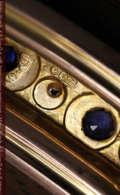 青い宝石とダイヤの金無垢アンティークバングル・ブレスレット 【1910年頃】-A0310-19