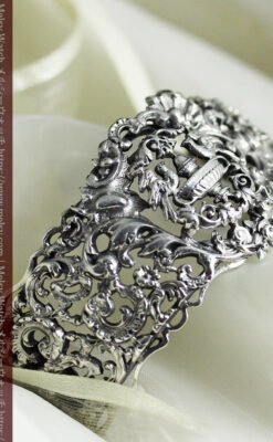 神聖な雰囲気のある銀無垢アンティークバングル・ブレスレット 【1890年頃】-A0312-6