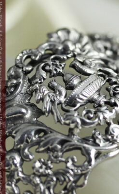 神聖な雰囲気のある銀無垢アンティークバングル・ブレスレット 【1890年頃】-A0312-7