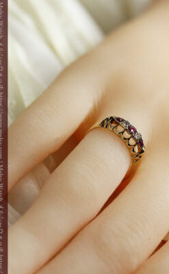 ルビーとダイヤの18金無垢アンティークリング・指輪【1906年頃】箱付き-A0314-13