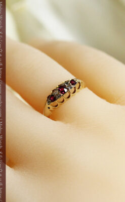 ルビーとダイヤの18金無垢アンティークリング・指輪【1906年頃】箱付き-A0314-14