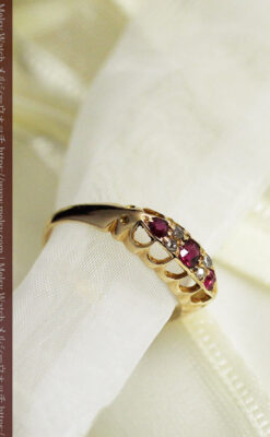 ルビーとダイヤの18金無垢アンティークリング・指輪【1906年頃】箱付き-A0314-5