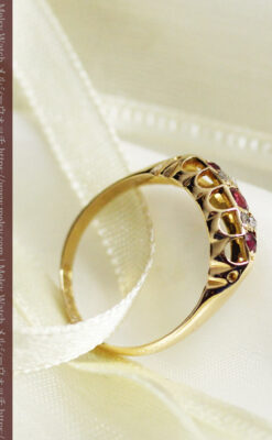 ルビーとダイヤの18金無垢アンティークリング・指輪【1906年頃】箱付き-A0314-6