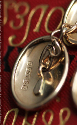 花模様の彫り 金無垢アンティークカフス【1906年頃】箱付き-A0316-6