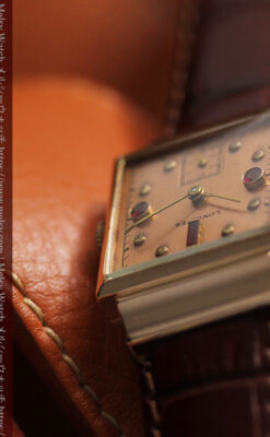 ルビーと特色あるローズ色 ロンジンの女性用アンティーク腕時計 【1942年製】-W1563-10