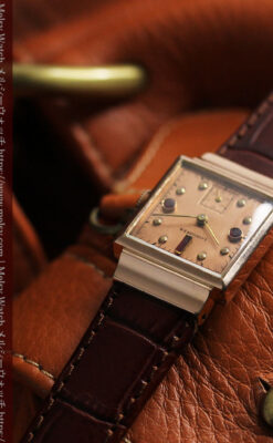 ルビーと特色あるローズ色 ロンジンの女性用アンティーク腕時計 【1942年製】-W1563-13