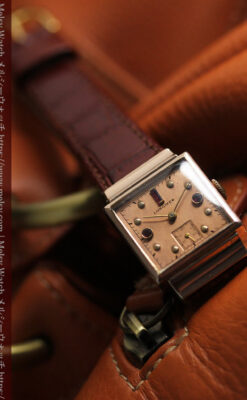 ルビーと特色あるローズ色 ロンジンの女性用アンティーク腕時計 【1942年製】-W1563-16