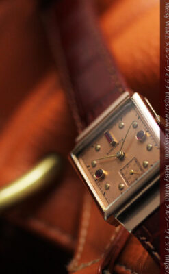 ルビーと特色あるローズ色 ロンジンの女性用アンティーク腕時計 【1942年製】-W1563-5