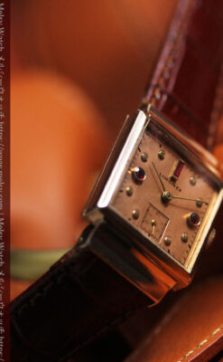 ルビーと特色あるローズ色 ロンジンの女性用アンティーク腕時計 【1942年製】-W1563-9