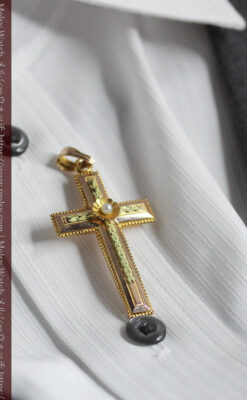 希少な特別品 フランス製18金無垢アンティーククロス･十字架 【1880年頃】-A0320-1