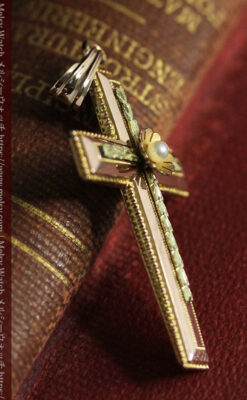 希少な特別品 フランス製18金無垢アンティーククロス･十字架 【1880年頃】-A0320-14