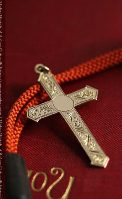 彫りの綺麗な金無垢アンティーククロス・十字架-A0322-5