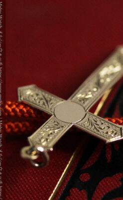 彫りの綺麗な金無垢アンティーククロス・十字架-A0322-7