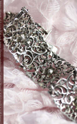 透かし装飾の銀無垢アンティークバングル・ブレスレット 【1900年頃】-A0323-14