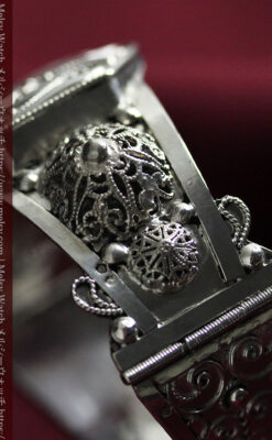 中世の物語に登場するような銀無垢アンティークバングル・ブレスレット-A0324-11