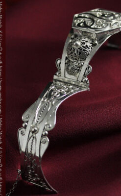 中世の物語に登場するような銀無垢アンティークバングル・ブレスレット-A0324-17