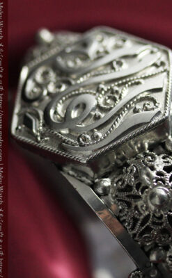 中世の物語に登場するような銀無垢アンティークバングル・ブレスレット-A0324-8