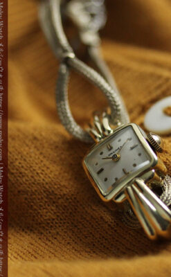 特徴あるブレスのような金無垢 ロンジンの女性用アンティーク腕時計 【1949年製】-W1565-12