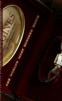 特徴あるブレスのような金無垢 ロンジンの女性用アンティーク腕時計 【1949年製】-W1565-19