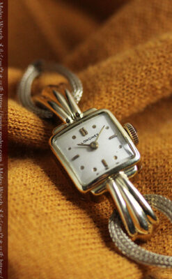 特徴あるブレスのような金無垢 ロンジンの女性用アンティーク腕時計 【1949年製】-W1565-2