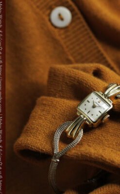 特徴あるブレスのような金無垢 ロンジンの女性用アンティーク腕時計 【1949年製】-W1565-3