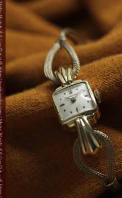 特徴あるブレスのような金無垢 ロンジンの女性用アンティーク腕時計 【1949年製】-W1565-5