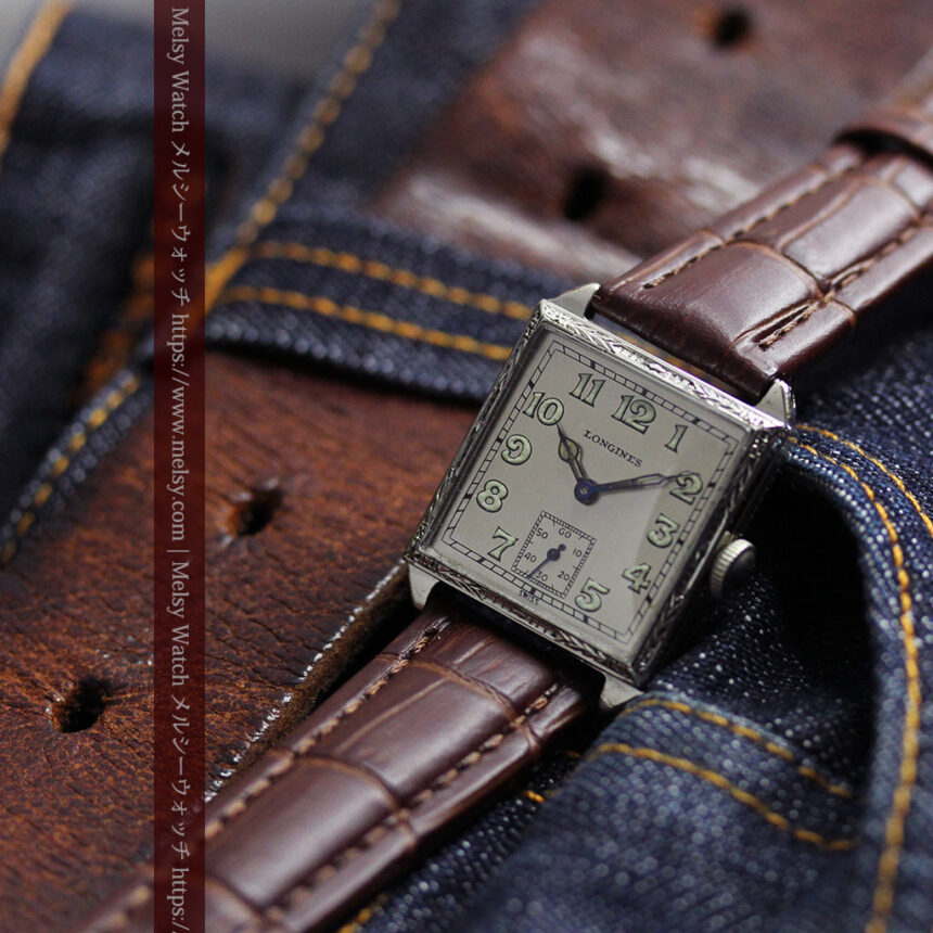 ロンジン 古き良き時代のスクエア型アンティーク腕時計 【1927年製】-W1566-1