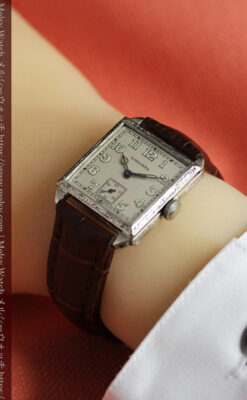 ロンジン 古き良き時代のスクエア型アンティーク腕時計 【1927年製】-W1566-17