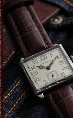 ロンジン 古き良き時代のスクエア型アンティーク腕時計 【1927年製】-W1566-5