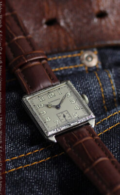 ロンジン 古き良き時代のスクエア型アンティーク腕時計 【1927年製】-W1566-6