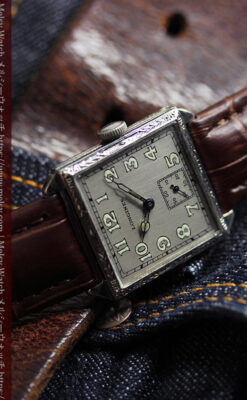 ロンジン 古き良き時代のスクエア型アンティーク腕時計 【1927年製】-W1566-7