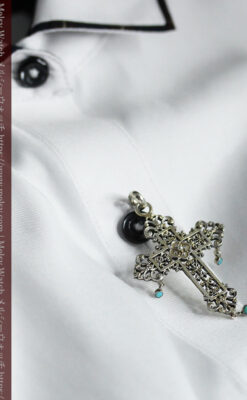 ターコイズとの色合わせが綺麗な銀無垢アンティーククロス・十字架-A0326-12