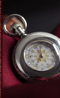 銀と金の色合わせが上品なウォルサム銀無垢懐中時計 【1900年頃】-P2329-1