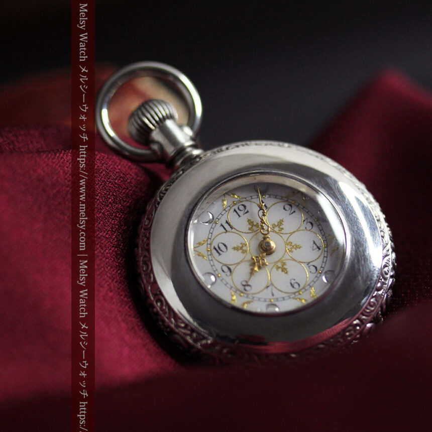 銀と金の色合わせが上品なウォルサム銀無垢懐中時計 【1900年頃】-P2329-1