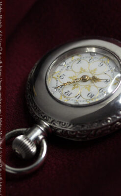 銀と金の色合わせが上品なウォルサム銀無垢懐中時計 【1900年頃】-P2329-10
