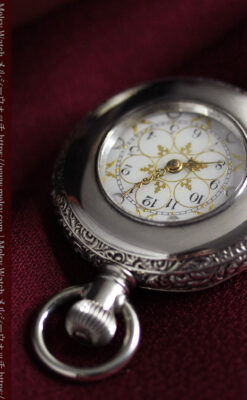 銀と金の色合わせが上品なウォルサム銀無垢懐中時計 【1900年頃】-P2329-11