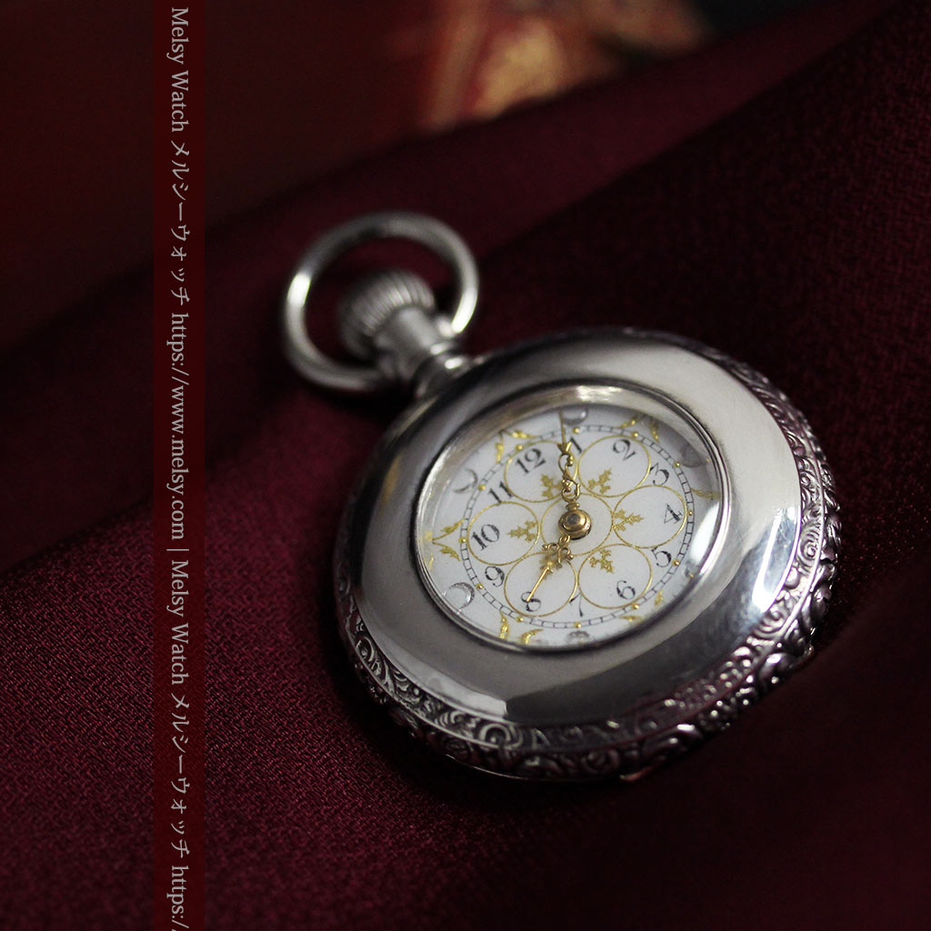 銀と金の色合わせが上品なウォルサム銀無垢懐中時計 【1900年頃】