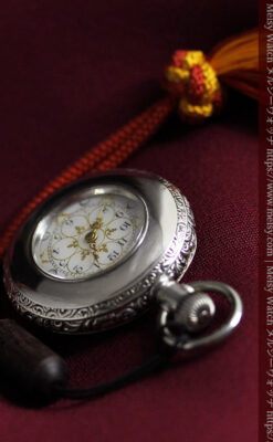 銀と金の色合わせが上品なウォルサム銀無垢懐中時計 【1900年頃】-P2329-6