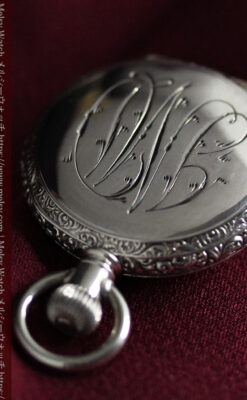 銀と金の色合わせが上品なウォルサム銀無垢懐中時計 【1900年頃】-P2329-8