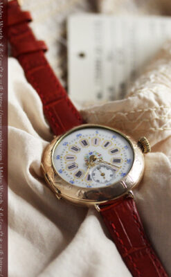 エルジン 装飾されたケースに色鮮やかなアンティーク腕時計 【1894年頃】-W1567-11