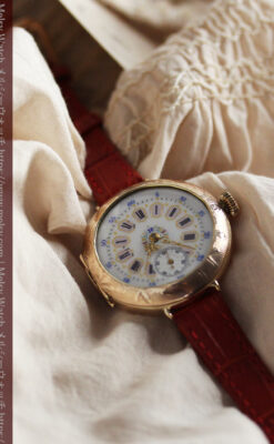 エルジン 装飾されたケースに色鮮やかなアンティーク腕時計 【1894年頃】-W1567-12