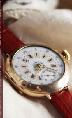 エルジン 装飾されたケースに色鮮やかなアンティーク腕時計 【1894年頃】-W1567-15