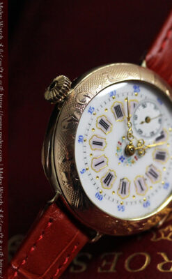 エルジン 装飾されたケースに色鮮やかなアンティーク腕時計 【1894年頃】-W1567-16