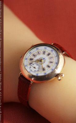 エルジン 装飾されたケースに色鮮やかなアンティーク腕時計 【1894年頃】-W1567-24