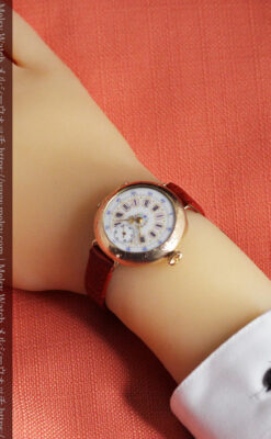 エルジン 装飾されたケースに色鮮やかなアンティーク腕時計 【1894年頃】-W1567-25