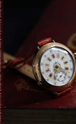 エルジン 装飾されたケースに色鮮やかなアンティーク腕時計 【1894年頃】-W1567-3