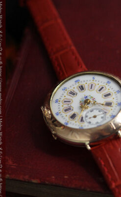 エルジン 装飾されたケースに色鮮やかなアンティーク腕時計 【1894年頃】-W1567-5